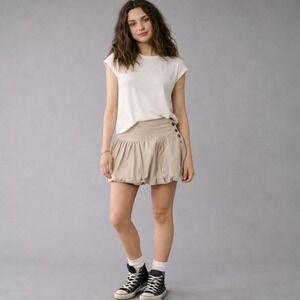 American Eagle Khaki Bubble Skort Sz 10 NWT Mini Skirt